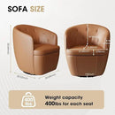 360° Swivel Leather Accent Chair, Modern Barrel Club Chair with Leather Upholstery and Sturdy Base, Comfortable Armchair for Living Room, Bedroom, Reading Nook, Brown by CozyNest Decor