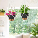 ZMTECH 2 Pack 10 Inch Hanging Planters with Macrame Plant Hanger for Indoor and Outdoor Plants, Self Watering, Drainage Hole, Visible Level Tray, Gray by CozyNest Decor