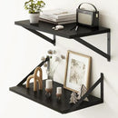 Fun Memories Black Floating Shelves 18 Inch Long, Rustic Floating Shelf with Brackets, 10 Inch Deep Wall Shelves, Black Bathroom Shelves, 18 x 10 Storage Shelf for Kitchen, Living Room, Set of 2 by CozyNest Decor