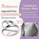 Stainless Steel Suction Plates for Toddlers, 9" Divided Kids Baby Plates with Removable Silicone Suction, Non Toxic Non Slip Portion Control Snack Dishes 3 Packs, Pink Beige Lilac by TinyTreasures Baby Boutique