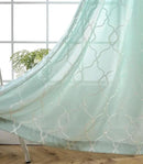 MIUCO Moroccan Embroidery Semi Sheer Curtains Faux Linen Grommet Panels for Living Room 52 x 84 Inch 2 Panels Set, Subtle Green by CozyNest Decor