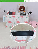 LANGYASHAN Rectangular Storage Bin Collapse Canvas Fabric Cartoon Storage Basket with Handles for Organizing Home Kitchen Boys and Girls Toys Office Closet Shelf Baskets(Rec Leaf Flamingo) by TinyTreasures Baby Boutique