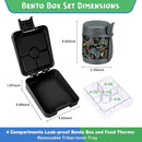 Bento Lunch Box Set With 10oz Soup Thermo, Leak-proof Lunch Containers with 4 Compartment, Kids Hot Thermo Food Jar/Insulation Lunch Bag, Food Containers for School (Black-Games) by TinyTreasures Baby Boutique