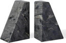Marble Bookends for Heavy Books, Decorative Book Ends for Shelves, Titanium Black Stone Durable and Heavy-Duty Book Ends for Hardback Books & CDS, Unique Book Stopper & Holder, Set of 2 by CozyNest Decor