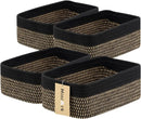 Small Storage Baskets for Organizing | Closet Organizer Bins | Shelf Toy Basket | Woven Rope Baskets | Cube Decorative Box | Shallow Basket | 11.5x7.5x4.7” | 4 Packs Black Brown by GreenHaven Gardens