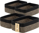 Small Storage Baskets for Organizing | Closet Organizer Bins | Shelf Toy Basket | Woven Rope Baskets | Cube Decorative Box | Shallow Basket | 11.5x7.5x4.7” | 4 Packs Black Brown by TinyTreasures Baby Boutique