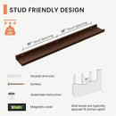 Solid Ash Wood Picture Ledge Shelf, 36 Inch Floating Shelves with Lip Set of 2, Photo Ledge Shelf Nursery Bookshelf Wall Mounted for Living Room Bedroom Decor, Walnut by TinyTreasures Baby Boutique