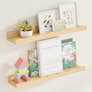 Fun Memories Picture Ledge Shelf for Wall, 24 inch Pine Wood Nursery Book Shelves Set of 2- Wall Book Shelves for Kids Room, Home Decor - Kitchen Spice-Natural. by TinyTreasures Baby Boutique
