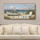 amatop Giant Framed Beach Wall Art Large Nautical Seaside Canvas Print Flower Boat Ocean Horizontal Landscape Picture Sea Birds Artwork for Coastal Farmhouse Living Room Bedroom Office Decor 58×29 Inch by CozyNest Decor
