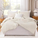 Litanika Beige Comforter Set California King Size, 3 Pieces Cal King Lightweight Solid Bedding Comforter Set, Oversized All Season Fluffy Bed Set (104x96In Comforter & 2 Pillowcases) by CozyNest Decor