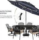 GREEN PARTY 10ft Outdoor Patio Umbrella, Auto-Tilt Market Table Umbrellas with Crank, 8 Sturdy Ribs & 1.5" Pole UV Protection for Garden Deck Backyard Pool by GreenHaven Gardens