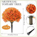 Yunlly 2 Pack 18" Artificial Boxwood Ball Bush Topiary Trees Fake Outdoor Plants, Realistic UV Resistance Faux Shrubs with Spike Greenery Topiary for Front Porch Garden Yard Patio Indoor (Orange) by GreenHaven Gardens