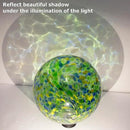 10 Inch Glass Gazing Ball, with 9.4" Tall Metal Gazing Globe Stand, Glass Balls Display Holder Set for Outdoor Garden Lawn Yard Decoration, Bright Summer Burst by CozyNest Decor