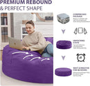 7FT Bean Bag Chair, Large Bean Bag Chairs with Memory Foam Filled, Fluffy Beanbag Sofa with Dutch Velvet Cover, Round BeanBag Chairs for Living Room, Playroom - Purple by TinyTreasures Baby Boutique