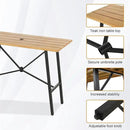 PHI VILLA 5 Piece Patio Bar Set, High Top Outdoor Dining Table and Chairs with Swivel Bar Stools (Gray) & Wood-Like Steel Rectangle Bar Table for Yard, Deck, Garden and Kitchen by CozyNest Decor