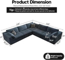 118" Cloud Couch Oversized Modular Sectional Sofa for Living Room,Modern Sofa with Deep Seat，V Shaped Boneless Couch,Comfy Upholstered Corduroy Couches for Apartment, Studio, Office,Bedroom，Blue by CozyNest Decor
