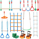 VEVOR Ninja Warrior Obstacle Course for Kids, 2 x 50 ft Weatherproof Slacklines, 500lbs Weight Capacity Monkey Line, Outdoor Playset Equipment, Backyard Toys Training Equipment Set with 12 Obstacles by TinyTreasures Baby Boutique