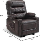 MCombo Zero Gravity Power Recliner Chair with Heat and Vibration Massage, Reclining Chair with USB Ports, Cup Holders for Living Room, Faux Leather PR621 (Brown) by CozyNest Decor