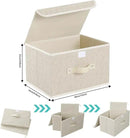 Fabric Storage Bins Cube Organizers with Flip-Top Lid and Handles,Storage Boxes for Organizing Home,Office,and Closet,Grey and Beige,3 Pack 15 x 9.8 x 9.8 in by CozyNest Decor