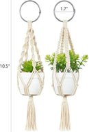 Mkono Mini Macrame Plant Car Accessories Rear View Mirrior Charm Cute Hanging Rearview Car Decor Boho Hanger with Artificial Succulent Plants Gifts for Plant Lover Set of 2, White by GreenHaven Gardens