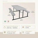 OEF Furnishings Heavy Duty Blow Molded Folding Picnic Table- Light Speckled Grey, Black Frame by GreenHaven Gardens