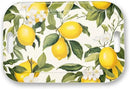 Serving Trays with Handles, 14.5 x 9.8 inch Rectangular Plastic Tray for Restaurant, Kitchen, Lemon and Lemon by CozyNest Decor