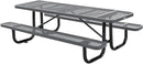 Global Industrial 8’L Rectangular Picnic Table, Expanded Metal, Gray Thermoplastic Coating, Attached Benches, 1-1/2” Umbrella Pole Hole, Outdoor-Rated, 1000 lb Capacity, 96” x 30” Tabletop by GreenHaven Gardens
