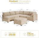 HOOOWOOO Modular Sectional Sofa,6 Pieces Sectional Couches for Living Room,98X98 L Shaped Cloud Couch with Ottoman Chaise Set(Beige Velvet Corduroy) by CozyNest Decor
