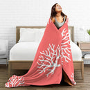 HGOD DESIGNS Beach Coral Fleece Throw Blanket Soft Cozy Coral Fuzzy Blanket Caring for Women & Adults Ocean Coral Pink Branch Reef Nature Red White Plush Microfiber Blanket 50"x60" by CozyNest Decor