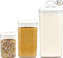 Felli Flip Tite Acrylic Food Storage Container with Lid 6” XL Air Tight Ring Seal Flip Top, Plastic Kitchen Baking Canister for 5 lb Flour Sugar Rice Protein Powder Pantry Organizer (Nest-M, White) by TinyTreasures Baby Boutique