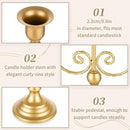 Sziqiqi Gold Taper Candle Holder for Centerpiece - 3-arm Candlesticks Holder for Wedding Table Centerpieces Metal Candle Stick Holders for Fireplace Mantle Set of 6 by CozyNest Decor