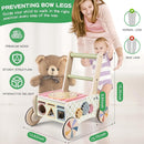 Wooden Push Walker for Babies with Wheels 12 Months+ Wooden Baby Walker Activity Walker for Babies Montessori Multiple Learning Activities Center Walking Toy Adjustable Speed Birthday Gift by TinyTreasures Baby Boutique