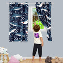 Shark Blackout Curtains 2 Panels 63" Inch Drapes Boys Curtains for Bedroom Cute Ocean Life Themed Grommet Top Thermal Insulated Boys Room Curtains for Nursery, Navy Blue, 82" x 63" by TinyTreasures Baby Boutique