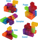 WorWoder Kids Magnetic Building Blocks Magic Magnetic 3D Puzzle Cubes, Set of 7 Multi Shapes Magnetic Blocks with 54 Guide Cards, Intelligence Developing and Stress Relief Fidget Toys for Kids (Blue) by TinyTreasures Baby Boutique