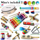 LOOIKOOS Toddler Musical Instruments,Wooden Percussion Instruments Toy for Kids Baby Preschool Educational Musical Toys Set for Boys and Girls with Storage Bag by TinyTreasures Baby Boutique