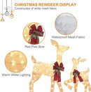 2 Pcs Reindeer Christmas Decoration, Xmas Lighted White Shimmering Doe and Fawn Display Set with 105 Warm White Lights for Yard Lawn Indoor Outdoor by CozyNest Decor
