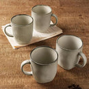 famiware Coffee Mugs Set of 4, Ocean Square 13oz Coffee Cup Set with Handle for Cocoa, Milk, Hot Chocolate, Tea, Water, Stoneware Cups for Kitchen, Microwave and Dishwasher Safe, Light khaki by CozyNest Decor