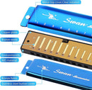 SWAN Blues Harmonica Key of C Mouth Organ Diatonic Harmonica with Case, 10 Hole 20 Tones Stainless Blues Harp for Adults, Beginners and Professional (Sapphire Blue) by TinyTreasures Baby Boutique