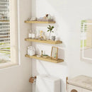 Floating Shelves Wall Shelf 30 Inch Long, Rustic Wood Bathroom Shelves 30 Inch, Farmhouse Home Decor Kitchen Living Room Bedroom Shelves Wall Mounted, 30 x 6.7 x 1.4 Inch, Set of 3, Oak Color by CozyNest Decor