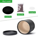 D'vine Dev 14 Inch Ceramic Planter Pot with Drainage Hole and Saucer, Indoor Cylinder Round Planter Pot, Black, 94-O-G-2 by GreenHaven Gardens