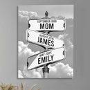 Personalized Gifts for Mom Family Names Street Custom Multi-Name Date of Birth Vintage Street Sign Happy Mothers Day Canvas Wall Art Best Christmas Gifts for Mommy from Daughter Son Children Kids
