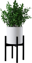 FaithLand Plant Pot 10 inch - Perfectly Fits Mid-Century Modern Plant Stand - Drainage Plug and Drainage Mesh Screen - Matte White Planter Pot - Upgraded by GreenHaven Gardens