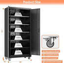 71" H×32" W×16" D Garage Storage Cabinet with Wheels, Locking Metal Storage Cabinet with 5 Adjustable Shelves, 4 Hooks and Pegboard for Garage, Home Office, Kitchen, Black, Assembly Required by GreenHaven Gardens