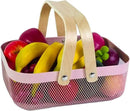 Metal Mesh Steel Basket, Storage Organizer Basket Garden Harvest Basket Multi-functional Kitchen Fruit Baskets Bin with Wooden Handle for Bathroom Picnic Shopping Decor Cabinet Home, Pink by GreenHaven Gardens