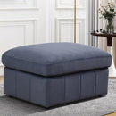 Ottoman Rectangular Storage Ottoman Bench, Flannel Footrest Stool Footstool with Lid for Living Room, Bedroom, Entryway, Gray Blue, 38"x30"x22" by CozyNest Decor