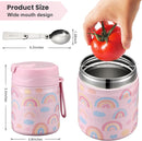 17oz Soup Thermo for Hot Food Kids,Insulated Food Jar with Spoon,Thermo Hot Food Lunch Container,Wide Mouth Leakproof Stainless Steel Lunch Box for School-Rainbow by TinyTreasures Baby Boutique