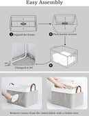 StorageWorks Storage Bins, Fabric Storage Bins for Shelves, Extra Large Storage Baskets with Metal Frame, Closet Baskets and Bins with Handles, Jumbo, Gray and White, 2-Pack by CozyNest Decor
