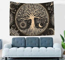FORATER Tree of Life Tapestry Wall Hanging Sun Moon Stars Tapestries Aesthetic Galaxy Wall Tapestry Nature Home Decoration for Living Room Bedroom(53 x 61 Inch, Black and Gold) by CozyNest Decor