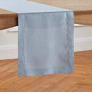 Solino Home Linen Table Runner 120 Inches Long - 100% Pure Linen Dusty Blue Table Runner 14 x 120 Inch for Fall, Autumn, Thanksgiving - Classic Hemstitch by CozyNest Decor
