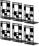 Book Ends, Bookends, Book Ends for Shelves, Bookends for Heavy Books, Book Divider Decorative Holder, Metal Heavy Duty Bookend Black 3 Pair, Abstract Art Desgin Book Stopper Supports for Office, Home by CozyNest Decor